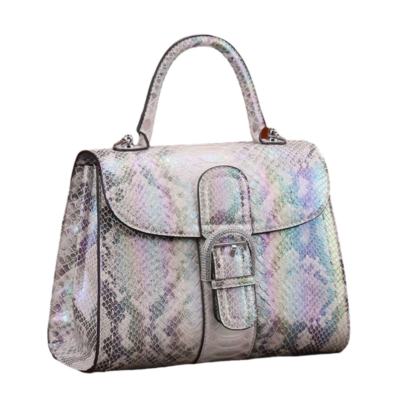 crocodile print high-grade color snake print leather handbag for women saddle bag with cross body pillow bag for women