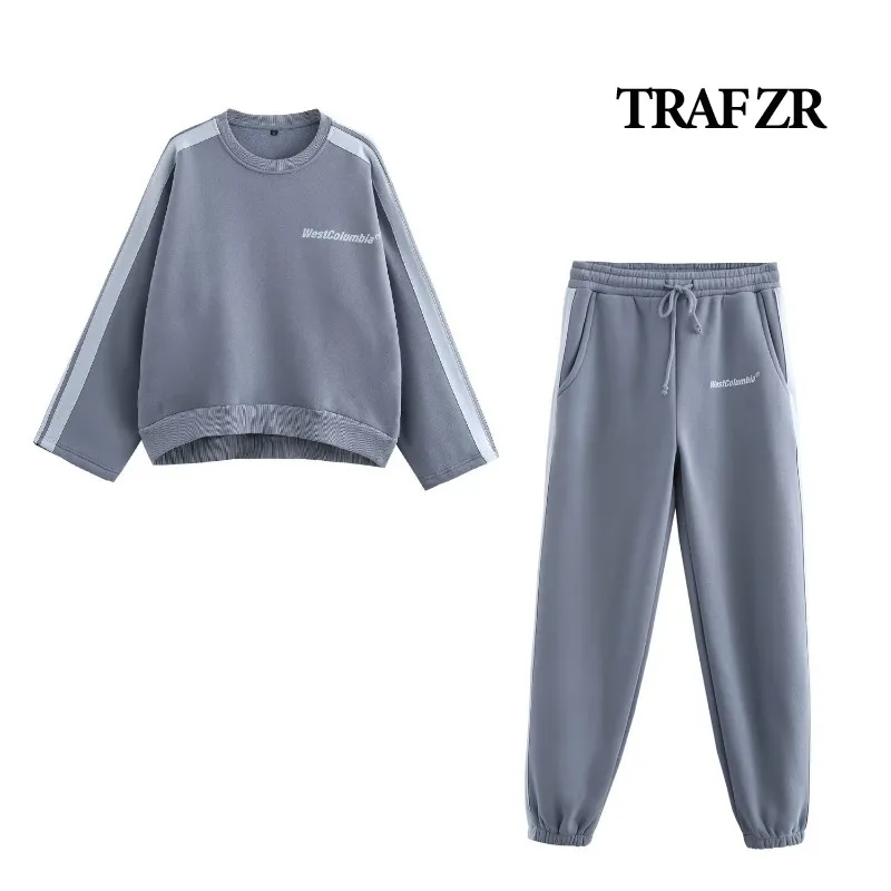 TRAF ZR Broekset Dames Twee stukken Casual Elegant Sportief Afdrukken Sets met lange mouwen Herfst Damessets Elegante casual damesset