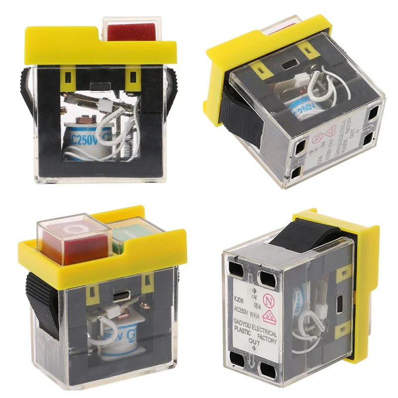 250V 6(4)A Waterproof Machine Saw Cutter Drill On Off Switches Electromagnetic Switch KJD6 5E4 Undervoltage Power OFF Protectiv
