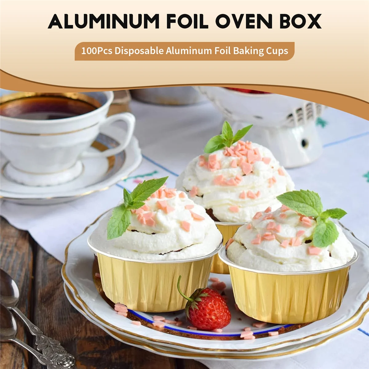 Nuovo 100 pz Usa E Getta Foglio di Alluminio Tazze Da Forno Creme Brulee Dessert Forma Ovale Cupcake Tazze con Coperchi Torta Uovo Strumenti