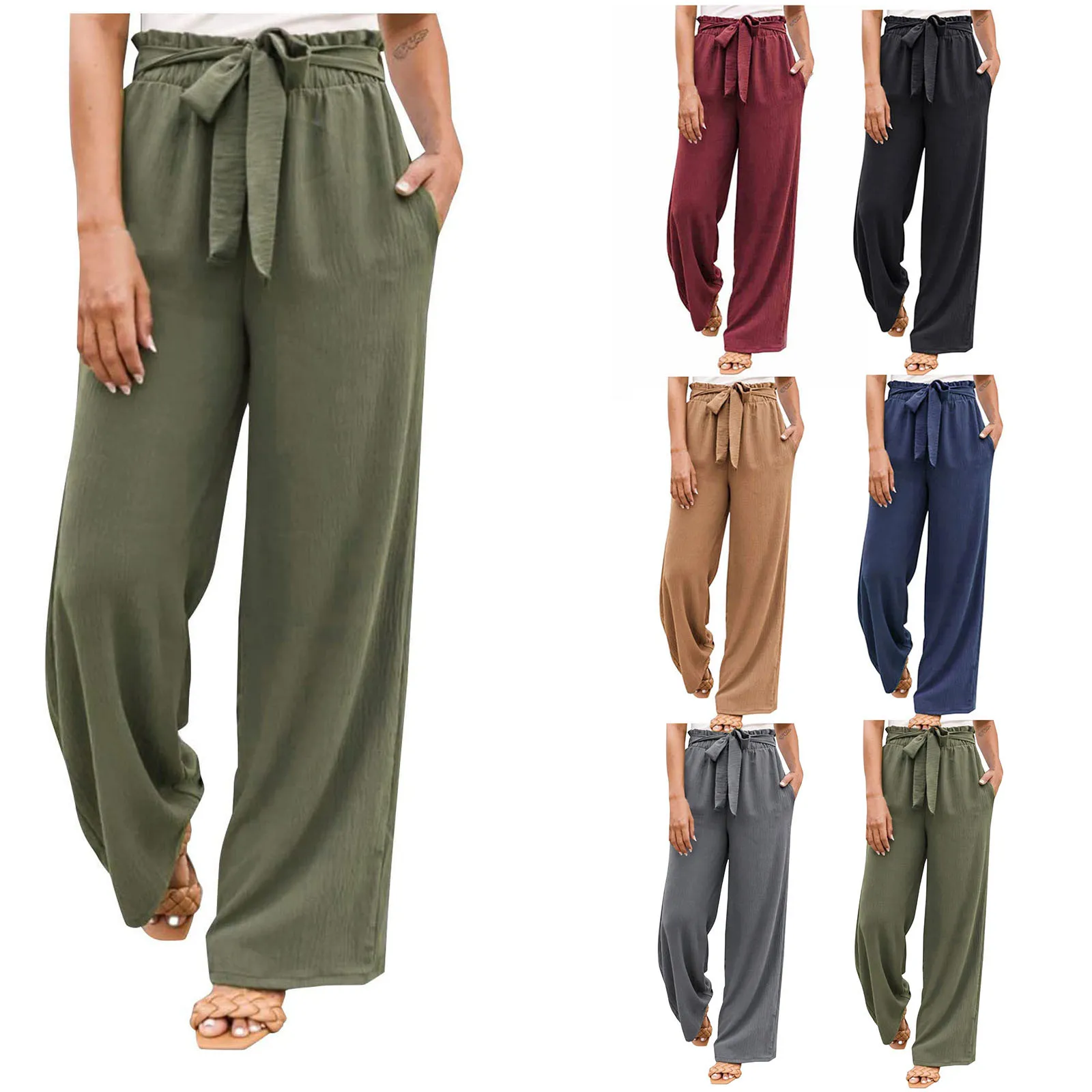 

Wide Leg Pants For Women High Waisted Tied Women Trouser Pants Casual Womens Casual Business Attire Pants for Women Work Casual