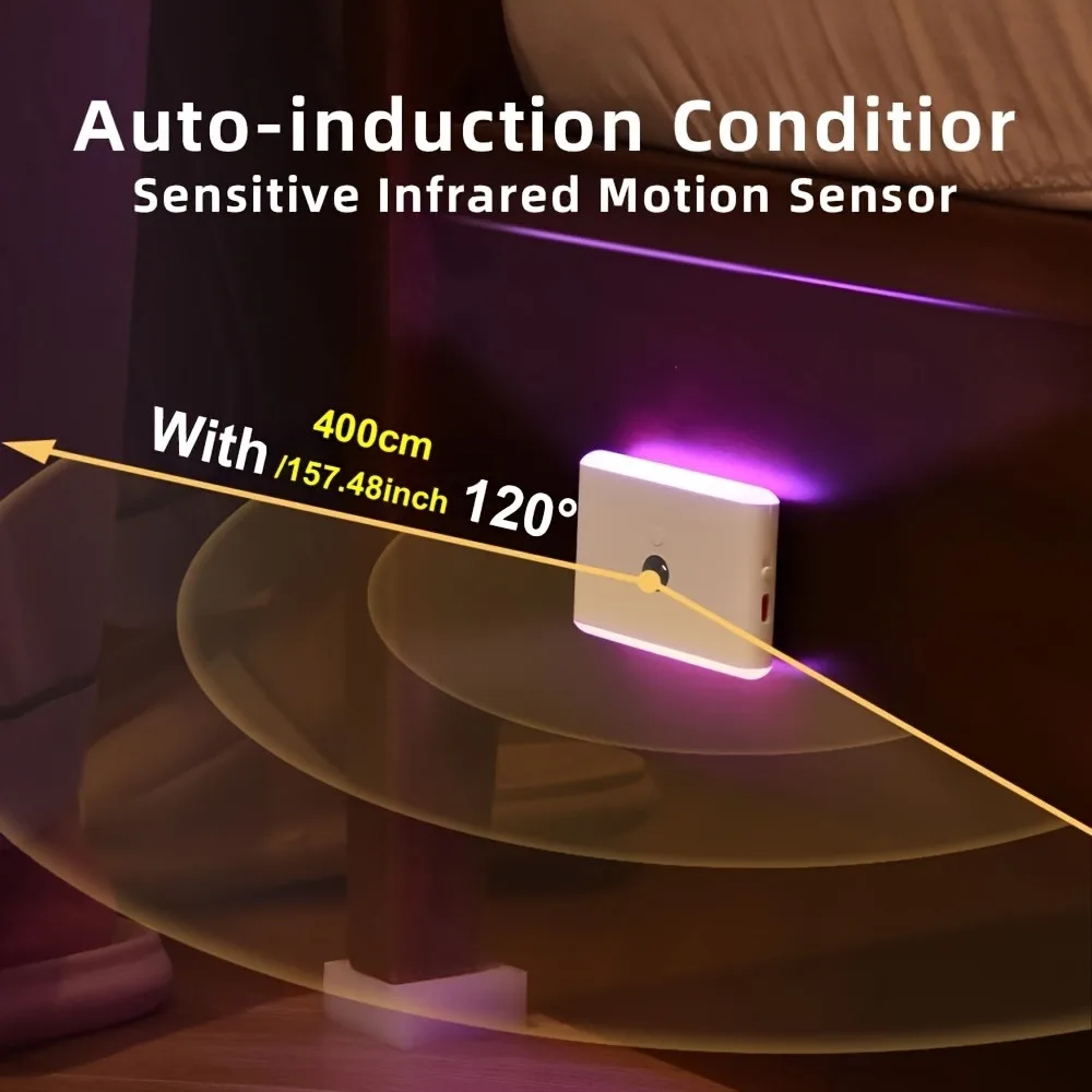 1/2pcs of RGB Rechargeable Dimming LED Rainbow Switching Light Color LED Human Body Sensing Bedroom Corridor Staircase Cabinet M