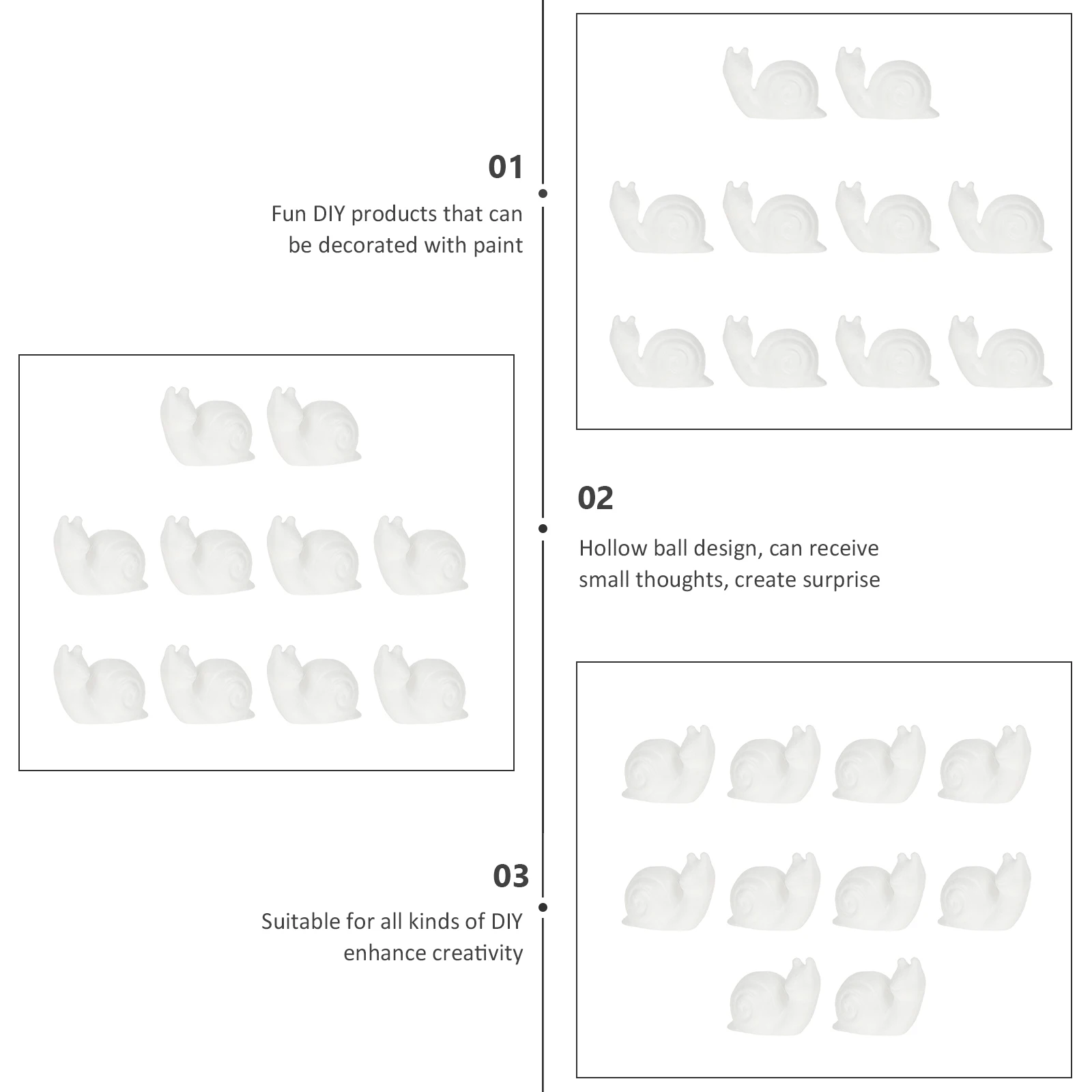 

10 pcs Snail Kids Diy Painting White Craft Creative Decoration Foam Decor Handmade Diy Painting Foam Model Party Supplies