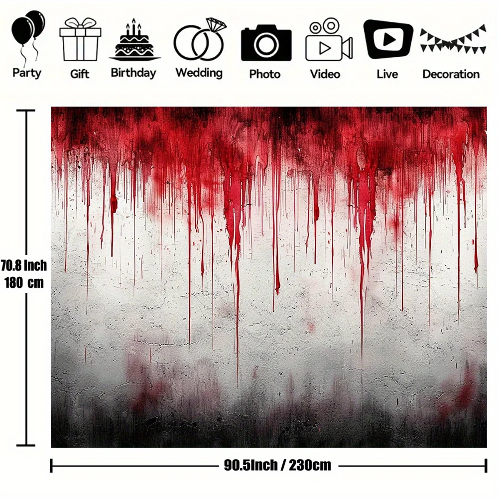 قطعة قماش خلفية شبحية لقطرة الدم للهالوين - قطعة واحدة من ديكور الحفلات بطابع زومبي من البوليستر
