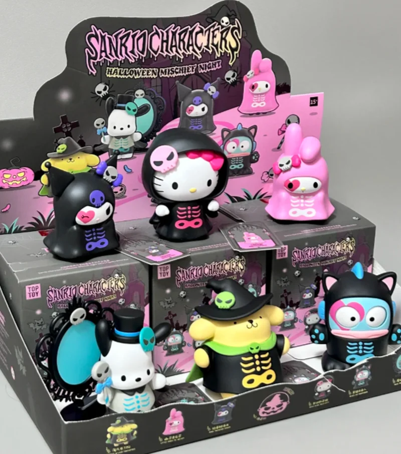 Kuromi and Badtz-Maru Halloween Trick-or-Treat Series Trendy Toy Model Blind Box Figure Decoration Gift for Boys and Girls