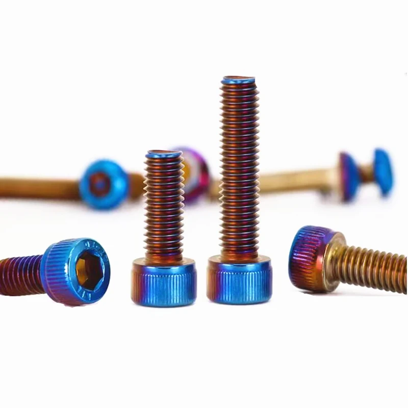 M4 M5 M6 M8 M10 DIN912 Stainless Steel Titanium Blue Plated Hex Socket Cup Head Screws for Bike Motorcycle Car DIY Screws