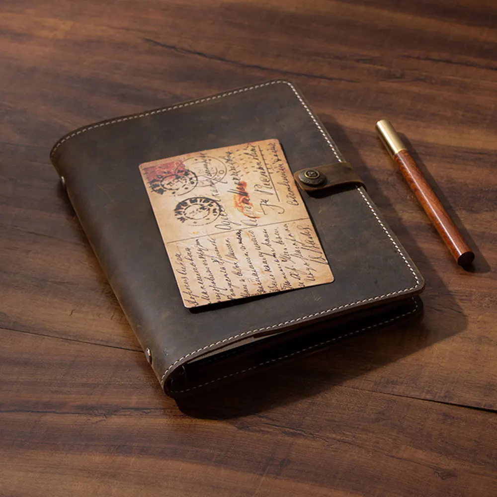 handmade Traveler\'s Note Book notebook brown Cowhide Genuine Leather  journal card holder diary vintage planner Sketchbook