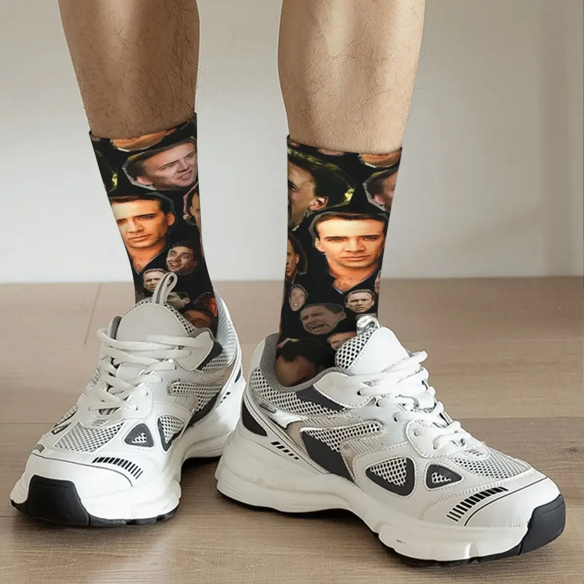 Nicholas Cage Faces Pattern Socks Harajuku Sweat Absorbing Stockings All Season Long Socks for Man\'s Woman\'s Birthday Present