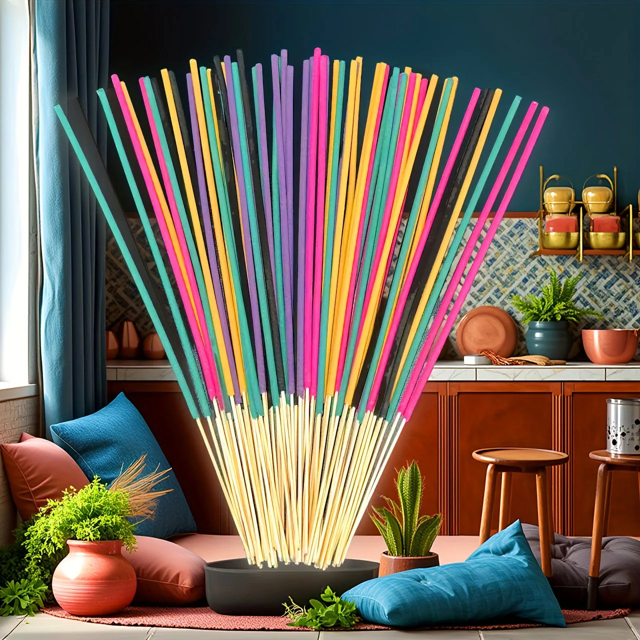 50/100/200/400 قطعة، أعواد البخور الممتازة، النكهات: زهر الكرز، الياسمين، النعناع، الفانيليا، الورد، الخزامى، خشب الصندل، الأوكالبتوس، أسلوب البوب، الفن الأدبي، مناسبة للأماكن الداخلية والخارجية واليوجا وغيرها من الأماكن