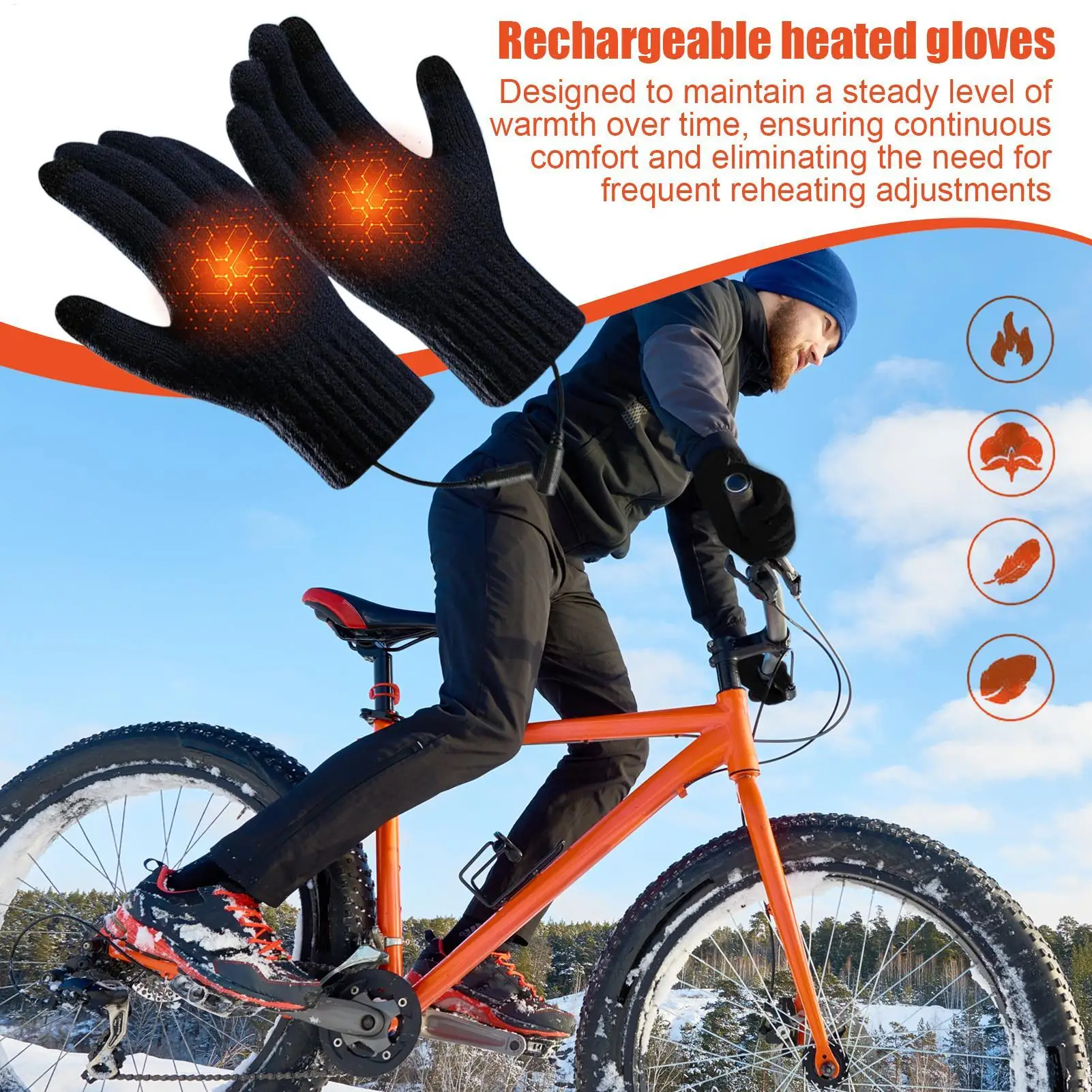 Guanti riscaldati ricaricabili Guanti elettrici antivento USB a 3 livelli Sci Attrezzatura da snowboard per passeggiate Pendolarismo Pesca