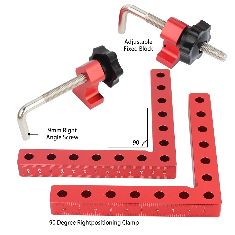 목수의 사각 자 목공 도구, 90 도 보조 고정 장치, 접합 보드 포지셔닝 패널, 고정 클립, 2 개