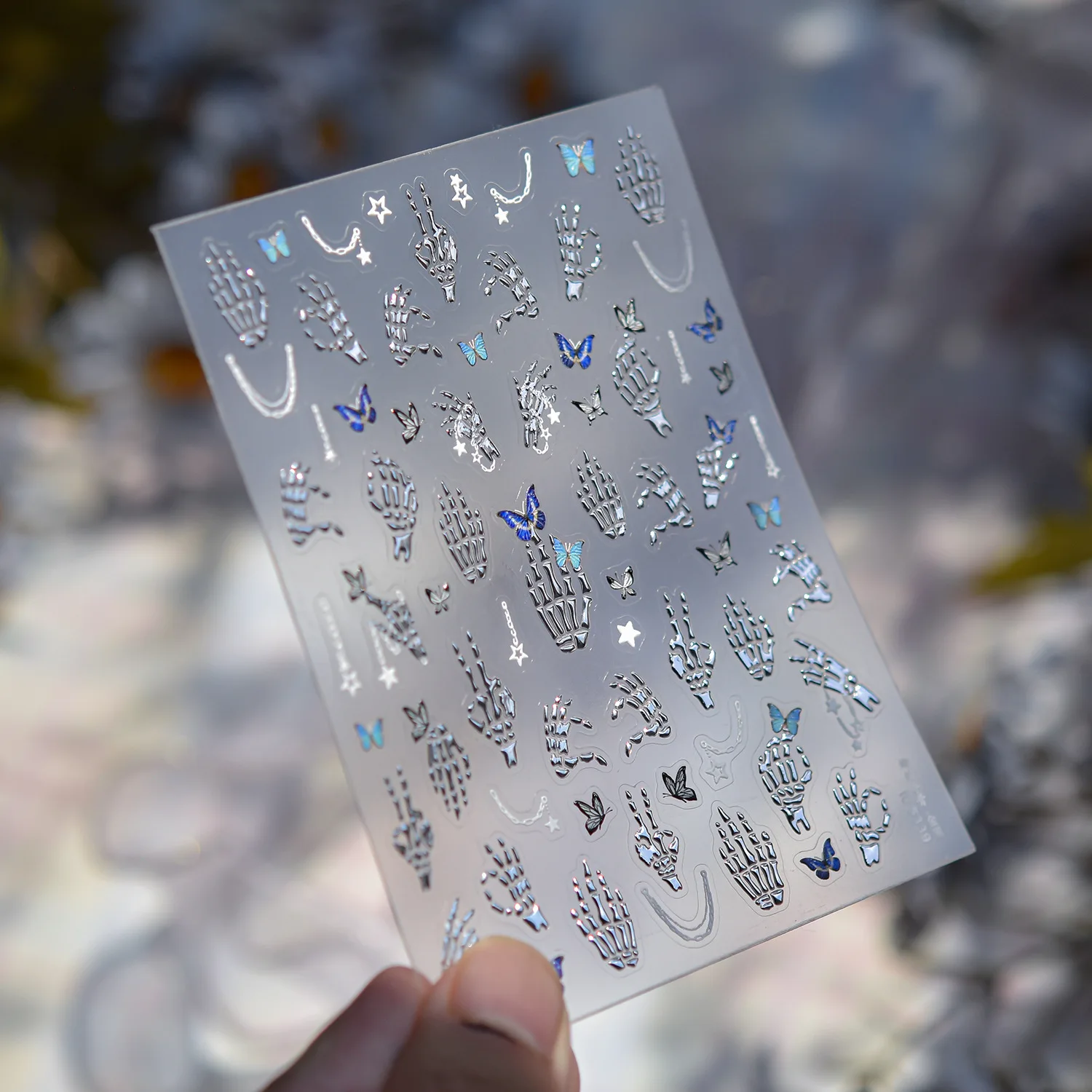 Y2K Cool Girl Metalen Hand Bone Vlinder Nail Art Stickers Hoge Kwaliteit DIY Manicure Decal Decoratie T-5339