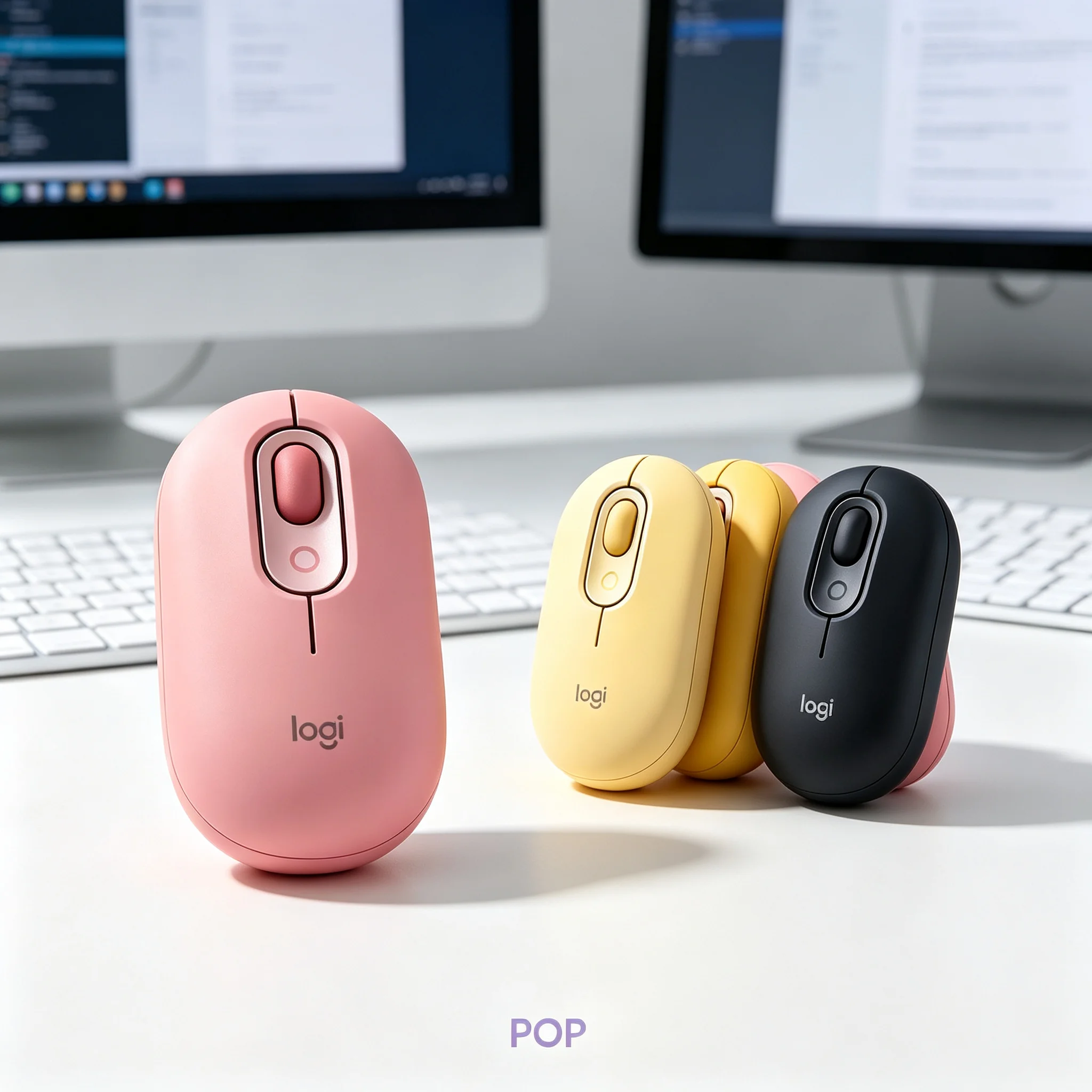 Logitech POP Wireless Silent Bluetooth Mouse Quiet Click Matte Sweet Color Small Portable Mice For Office Worker Desktop Laptop