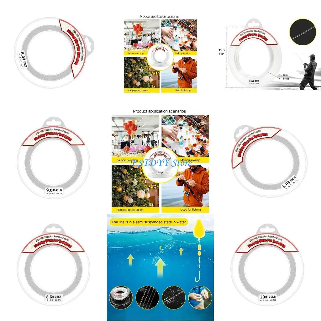 G6DE 100 متر خيط صنارة الصيد سلك صيد حيدة واضح خيط صنارة الصيد من النايلون غير مرئية الديكور الموضوع لتعليق زخرفة