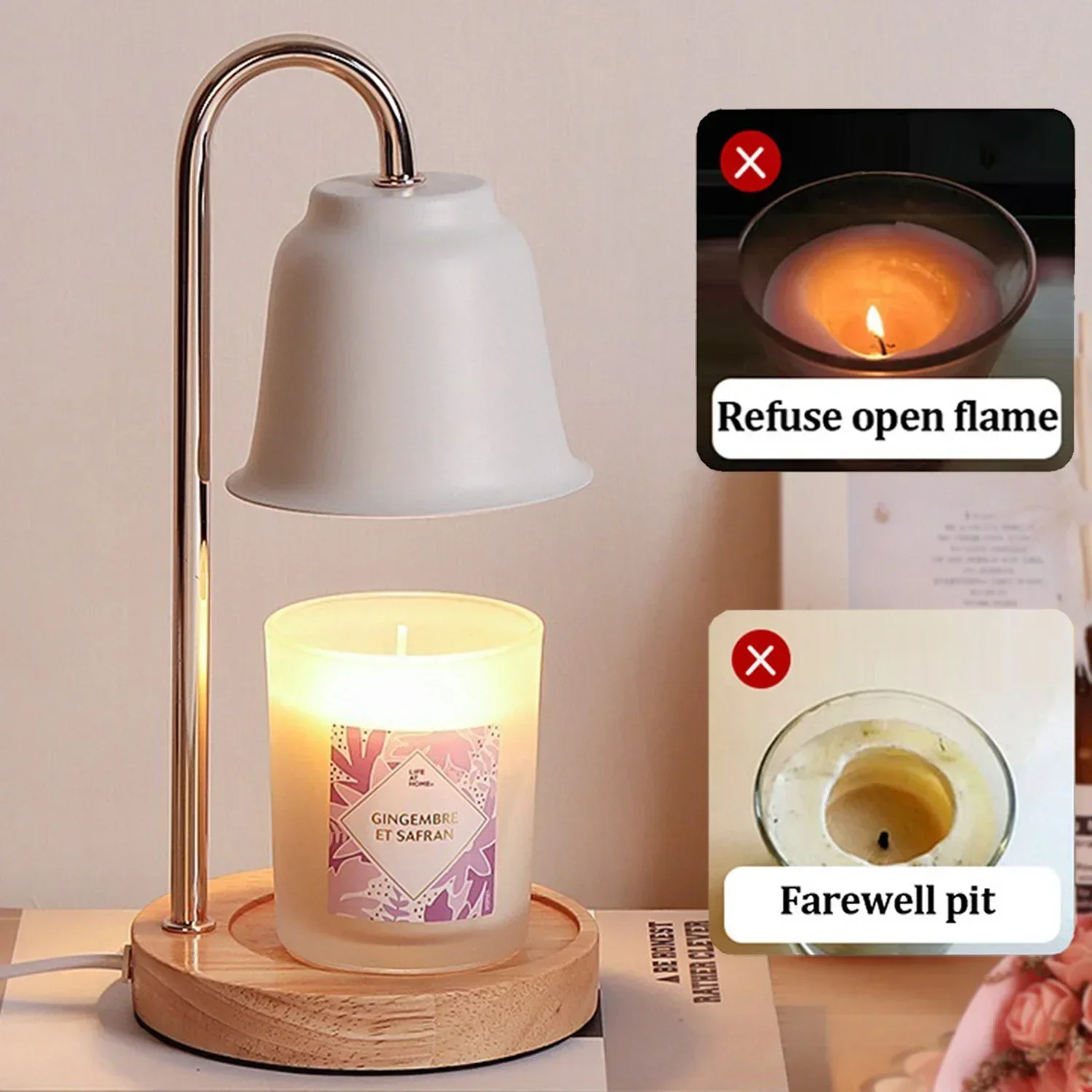 Aroma Diffuser Lamp Dimmable Candle Heat Night Light Ornaments Candle Warmer Lamp Christmas Gift Home Decor for Wedding Party