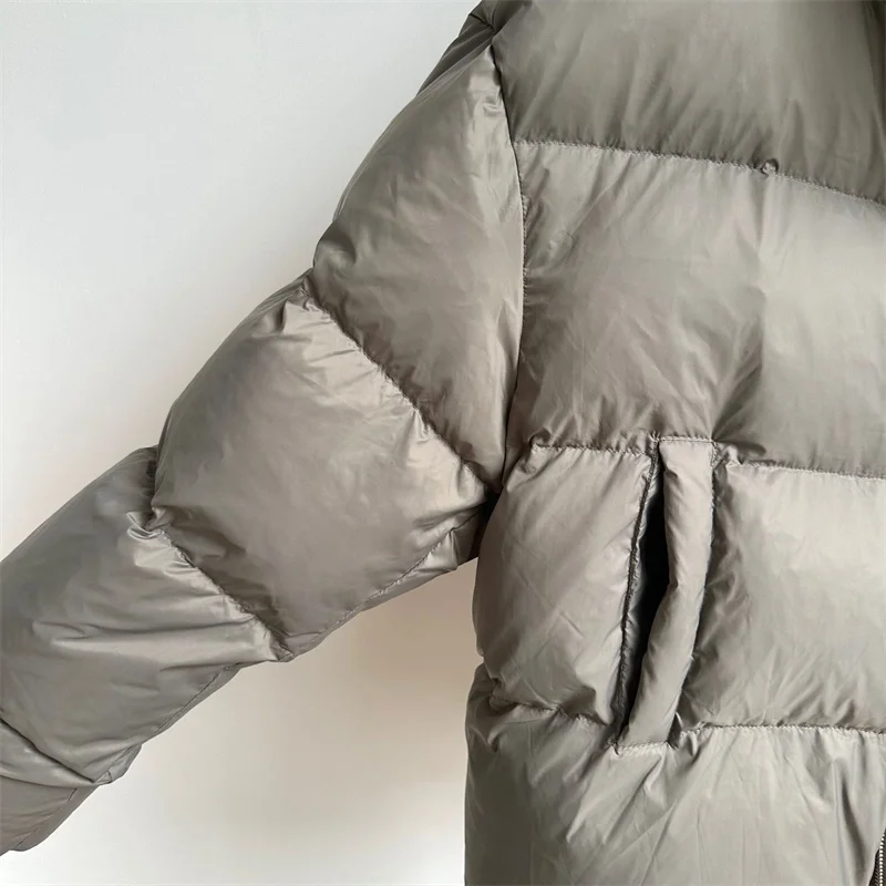 Chaqueta de plumón para mujer, abrigos rellenos de plumón de pato blanco 90 para otoño 2025, abrigo grueso a prueba de viento con cuello levantado y2k, abrigos para mujer