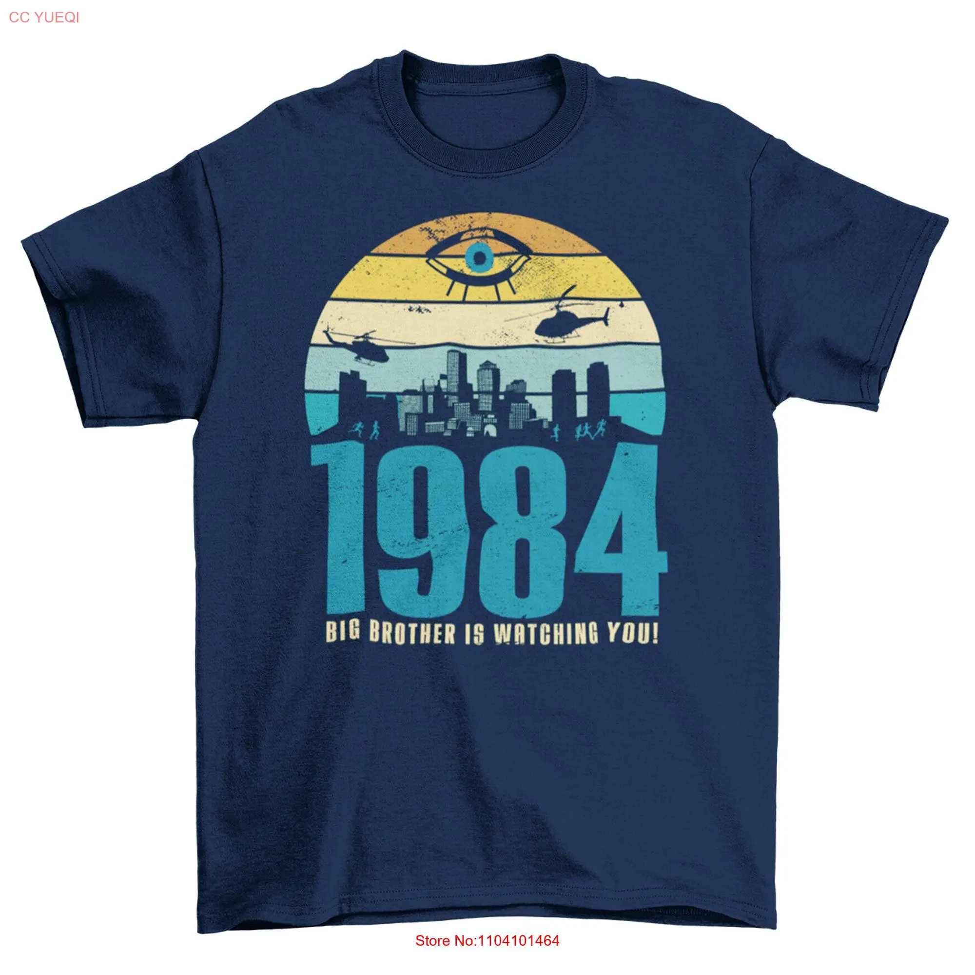 1984 Big Brother Is Watching You T Shirt Dystopian Retro Sun Clothing long or short sleeves