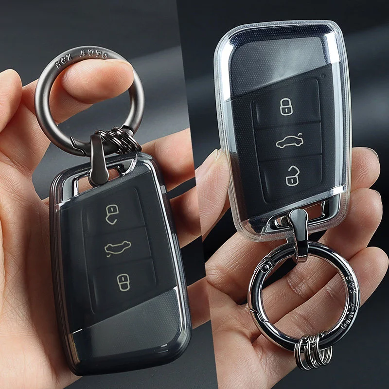 Transparente Schwarze TPU-Schlüsselhülle für VW Volkswagen Passat B8 CC Magotan GTE für Skoda Fabia Superb A7 Kodiaq Fernbedienung Autoschlüssel-Abdeckung
