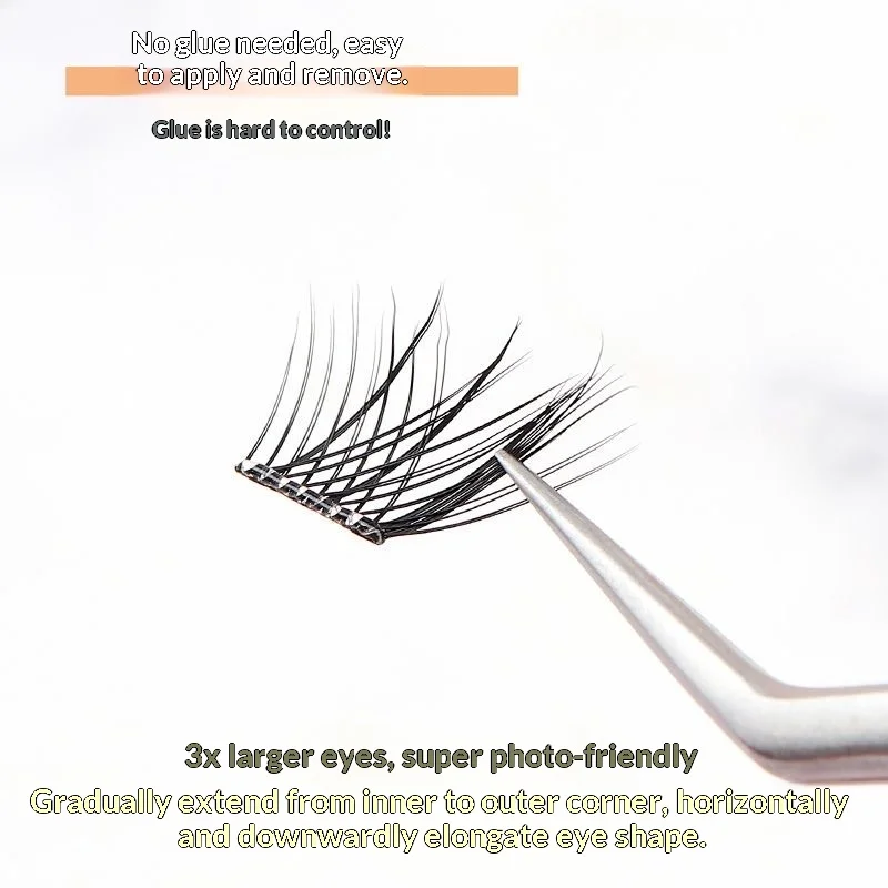 120 Clusters No Need Glue False Eyelashes Reusable Self-adhesive Fluffy Fox Eye Effect Thick Long Segmented Lash Tool