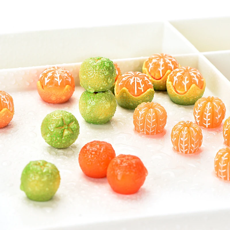 5Pcs Mini Resin Fruits Simulation Orange Grape Raspberry Fruit Ornaments Crafts For DIY Keychain Phone Case Making Accessories