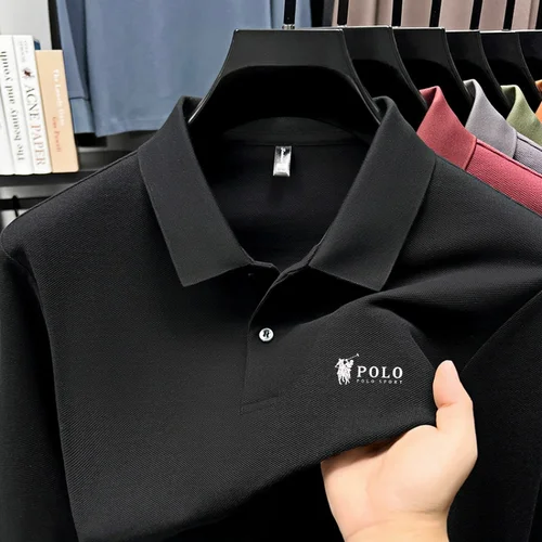 Imagen 2 del producto Camiseta Polo de Marca para Hombre, Manga Larga, Estampado Ecuestre, Primavera, Nueva, 100% Algodón, Cómoda, Informal de Negocios, de Alta Gama