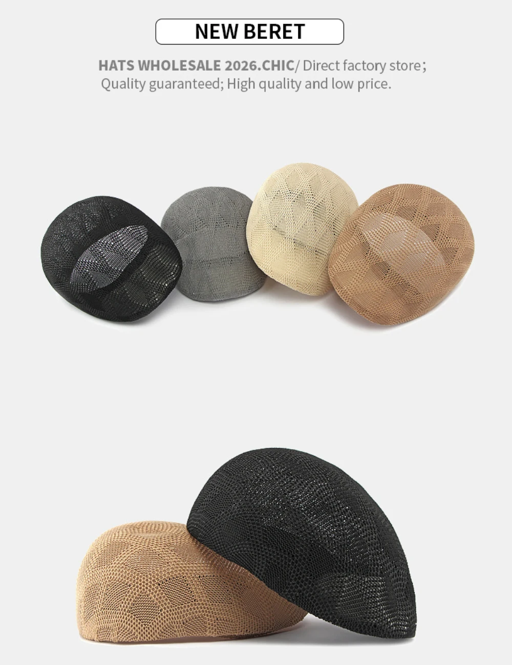 HT5128 Neue Frühling-Sommer Sonnenhüte und Kappen für Herren und Damen, Künstlerhut, Malerhut, Unisex Ivy Flat Cap, Atmungsaktive Netz-Baskenmütze – Detail 2