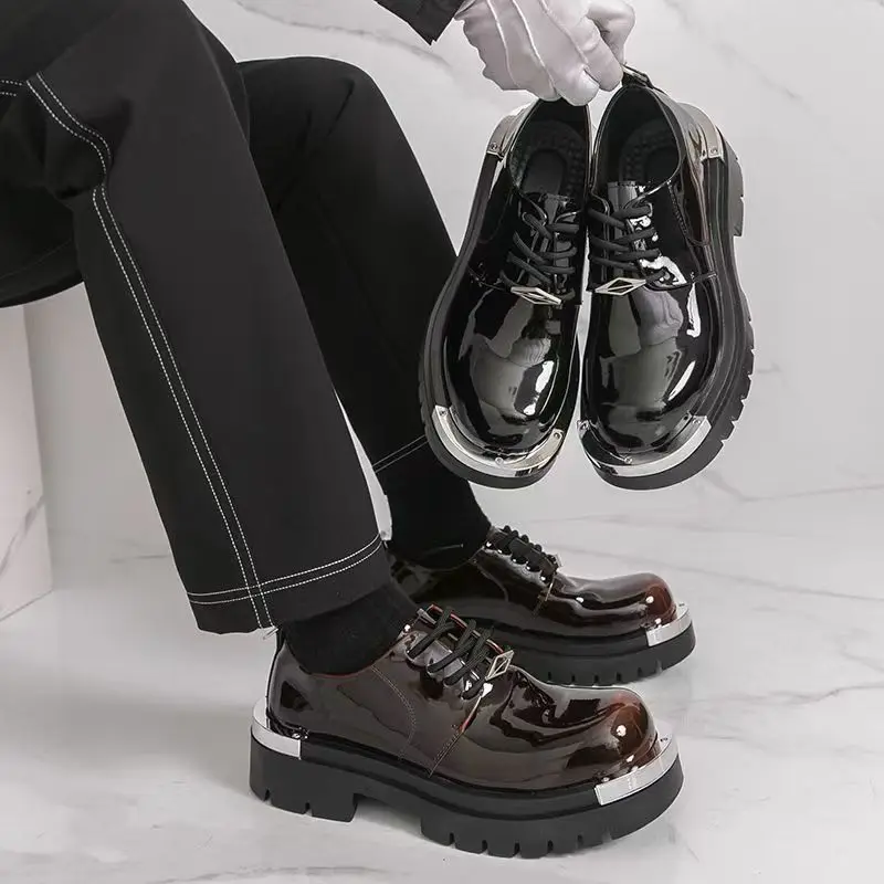 

Handmade Leather Casual Shoes Outdoor Men Lace Up Oxford Shoes Office Man Formal Dress Footwear Thick Bottom Classic DerbyShoes