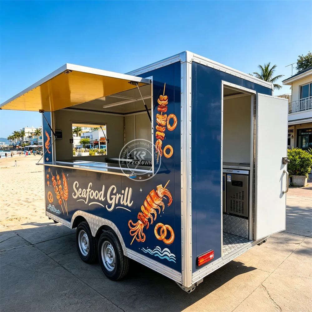 

Street Mobile Kitchen Truck Fast Food Trailer Customized Concession Food Truck With Full Kitchen Equipment