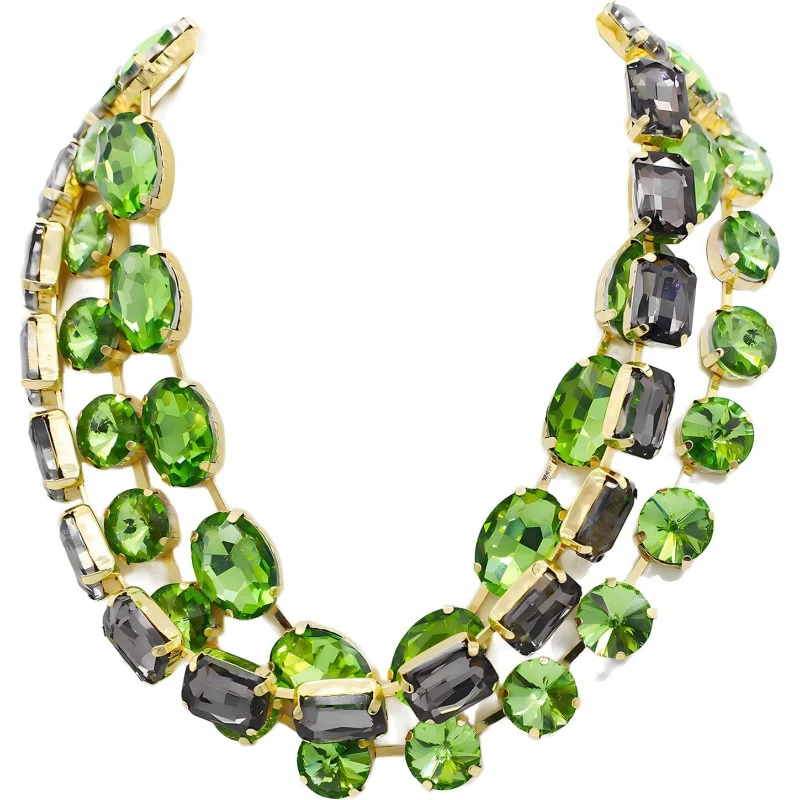 

Crystal Rhinestone Heart Gemstone Choker Collar Necklace for Women Sparkly Colored Emerald Necklace Statement Necklace For Women