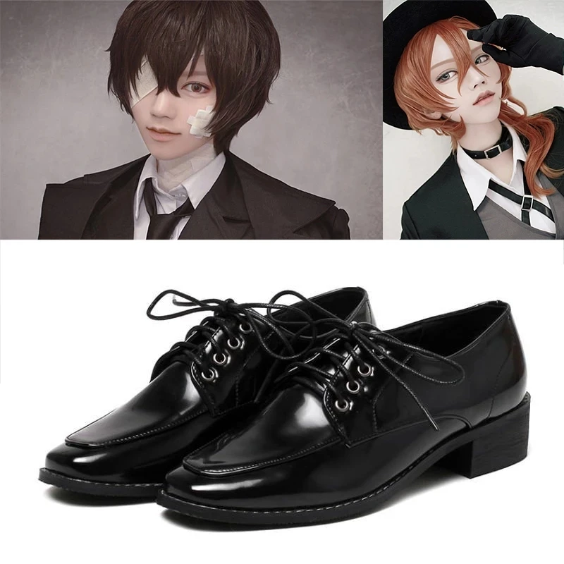 Bungo Stray Dogs Dazai Osamu Anime Cosplay Wigs Nakahara Chuuya Cosplay Wigs Heat Resistant Short Brown Curly Hair And Shoes New