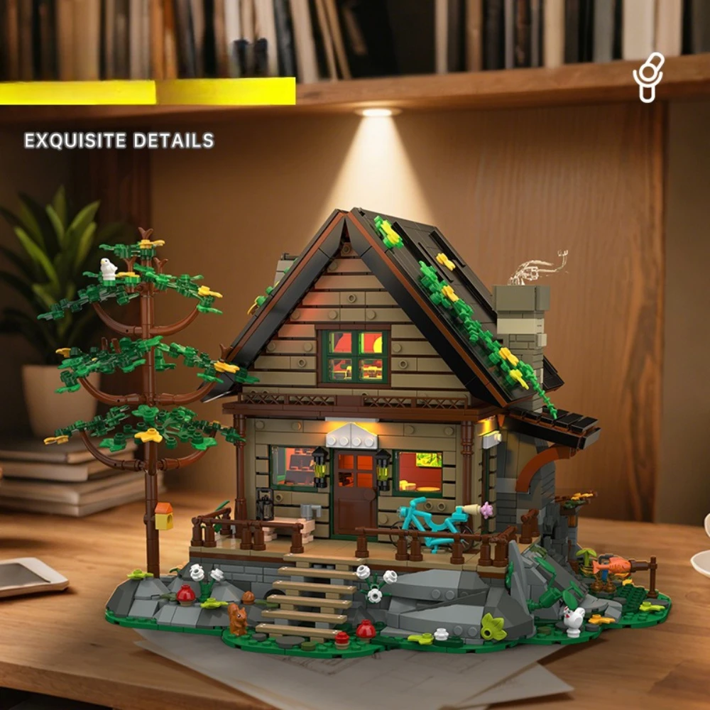 MOC Wildnis Holz Wald Hütte Bausteine Set Baum Hütte Villa Haus Dekor Idee Spielzeug Für Kinder Geburtstag Urlaub Geschenke