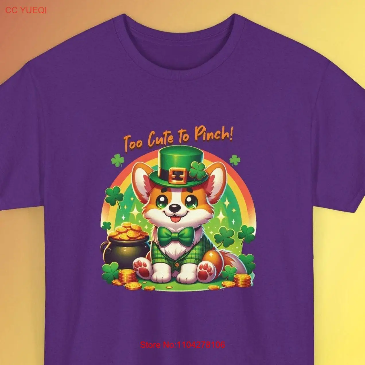 Too Cute to Pinch St Patricks Day Corgi T Shirt Funny Irish Dog Lucky Shamrock Puppy Green Clover Paddy