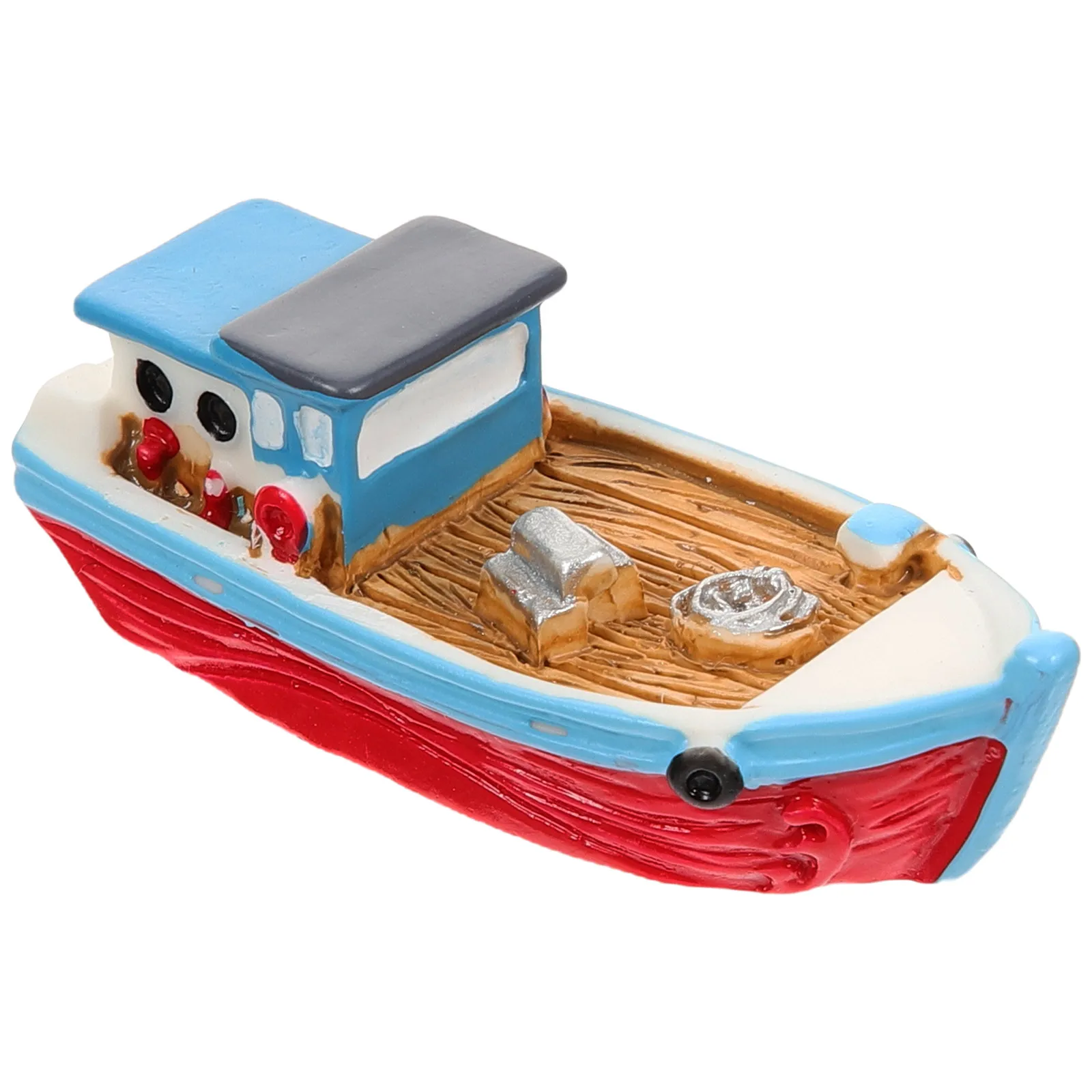 

Miniature Mediterranean Resin Boat Desktop Decoration Rustic Beach Style Ornament Micro Landscape Decor for Home Office Coffee