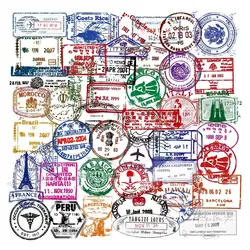 10/30/50PCS Cool Transparent Postmark Stickers World Travel Decals DIY Skateboard Fridge Guitar Luggage PVC Waterproof Sticker