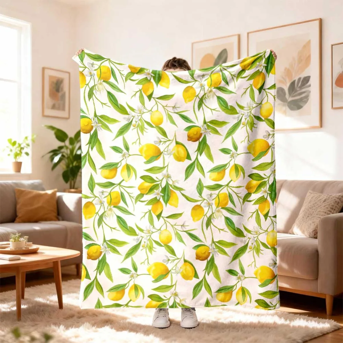 Vintage Yellow Lemon Fluffy Throw Blanket Elegant Room Decor Bedding Soft Couch Nap Blanket Bedspread For Adults Home