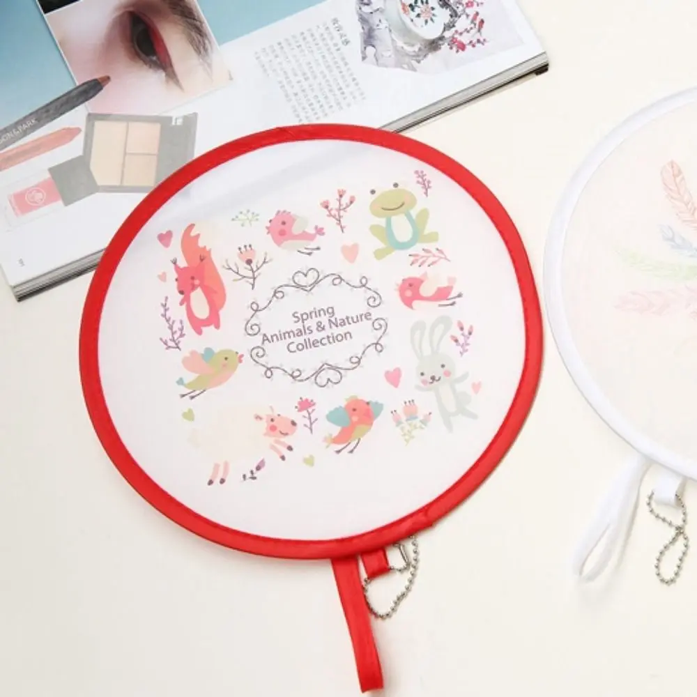 Creative Lightweight Cartoon Folding Fan Portable Fun Designs Handheld Round Fan Round Durable Mini