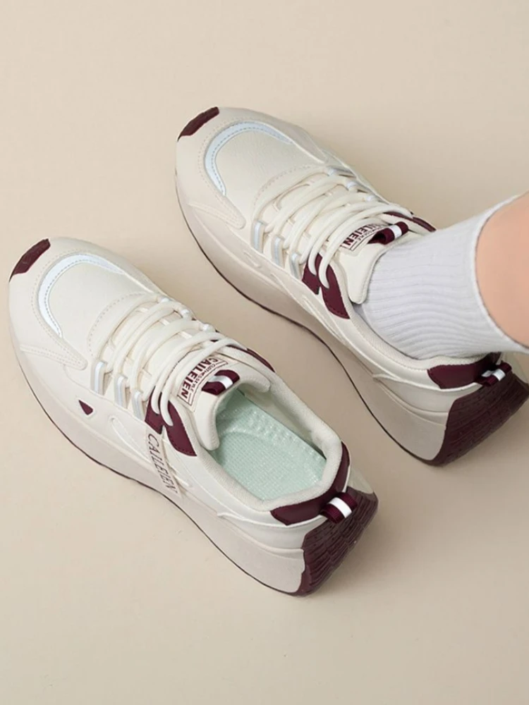 2026 Spring Fall Ladies Air Flow Seoul Chic Multiuse Platform Elevated Daily Blank Clunky Papa Leisure Trainer
