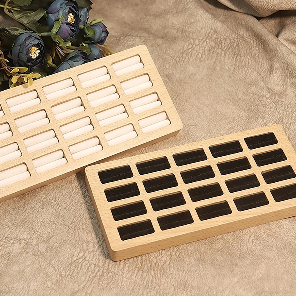 

20/30/42 Multi Card Slot Jewelry Display Pallet Lidless Solid Wood Couple Ring Storage Box Evening Party Gift Packaging Box