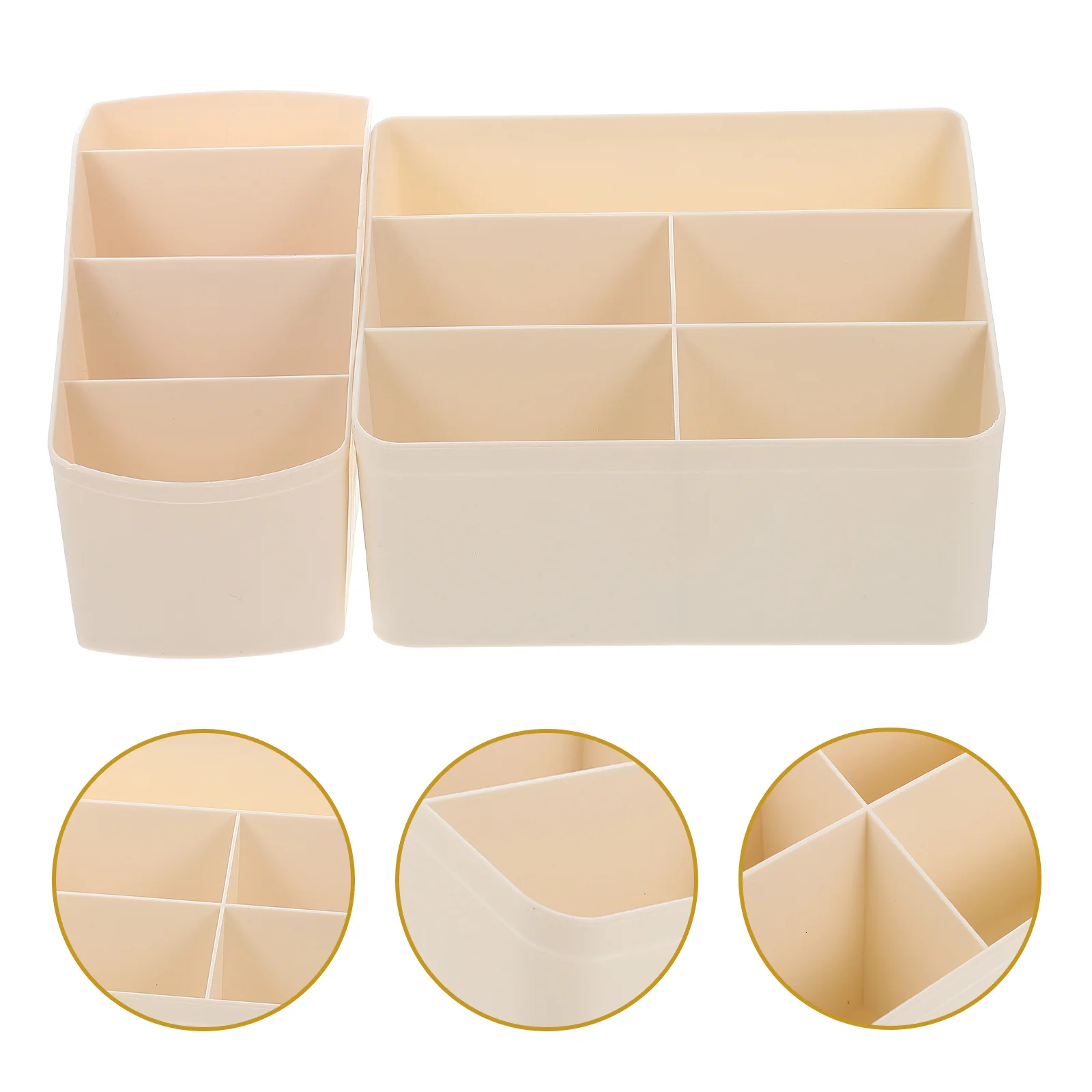 

2Pcs Compartment Storage Box Organizer Fine Workmanship Smooth Polishing Dressing Room Bedroom Bathroom Pen Holder