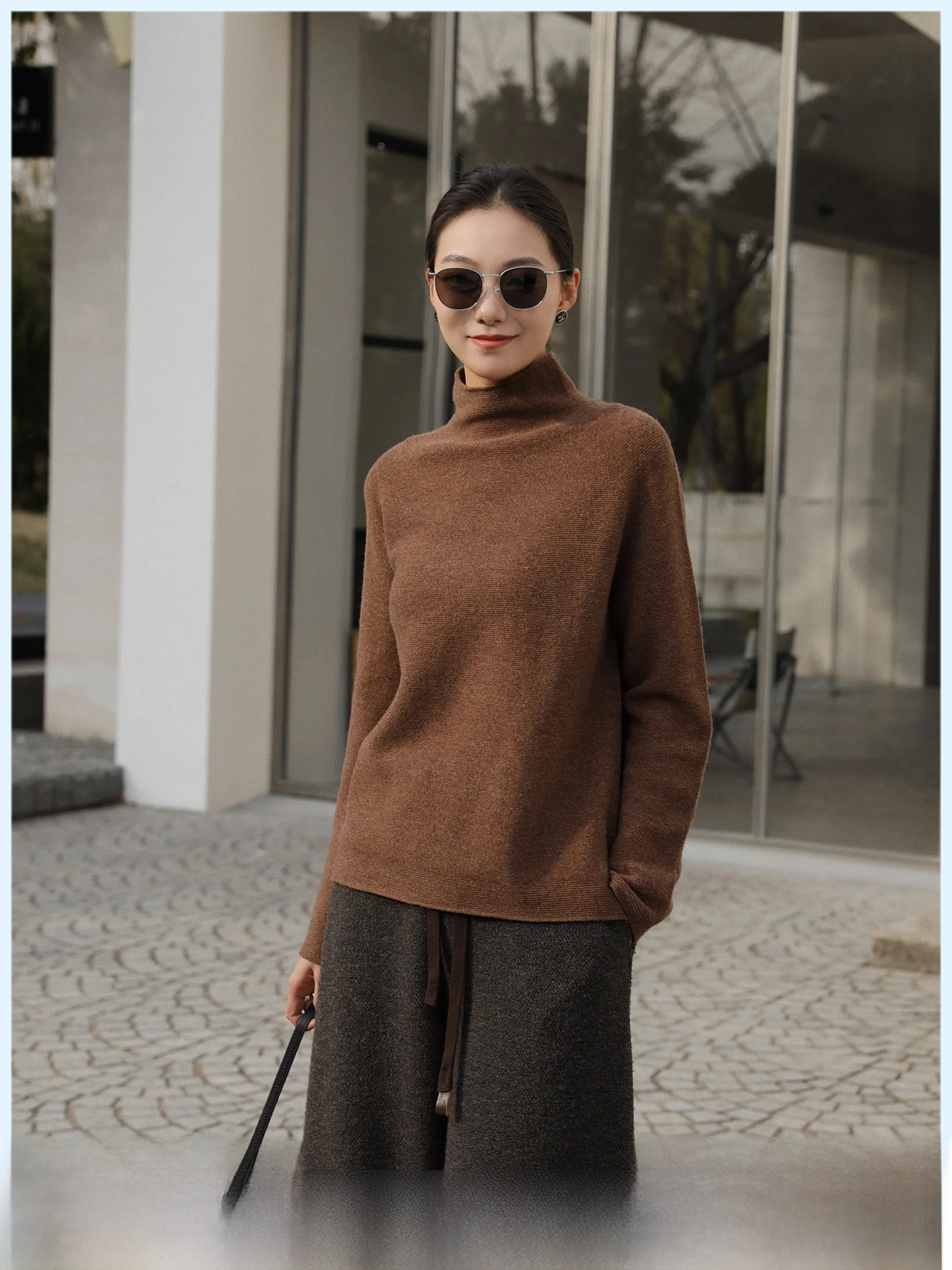 

Warm Pure Color Woolen Knitted Base Shirt Half High Collar Women's Sweater Soft Long Sleeve Loose Fit Daily Wear Winter New