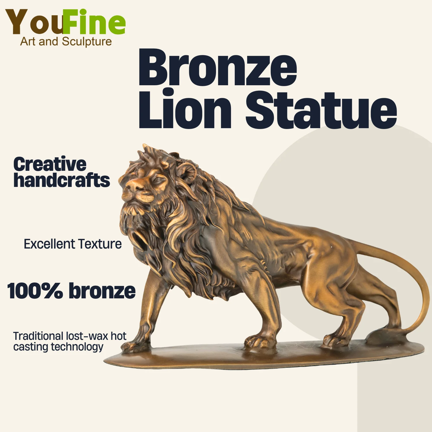 Bronze Lion Statue Modern Art Bronze Lion Sculpture Bronze Casting Animal Figurines Exquisite Desktop Ornament Home Office Decor