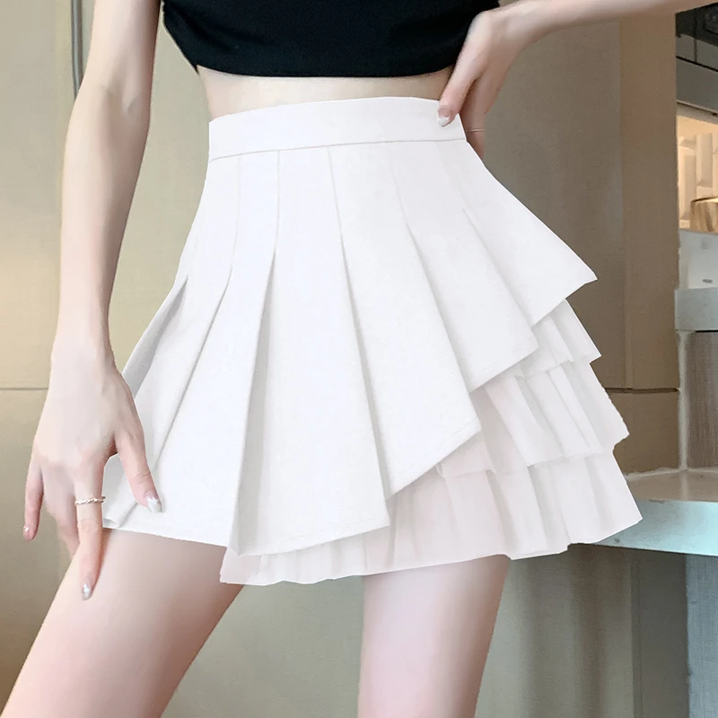 Summer 2026 Solid Color Skirt Women Fashion Cute White Outdoor Versatile High Waist Slim Fit Elastic Waist Harajuku Short Skirt