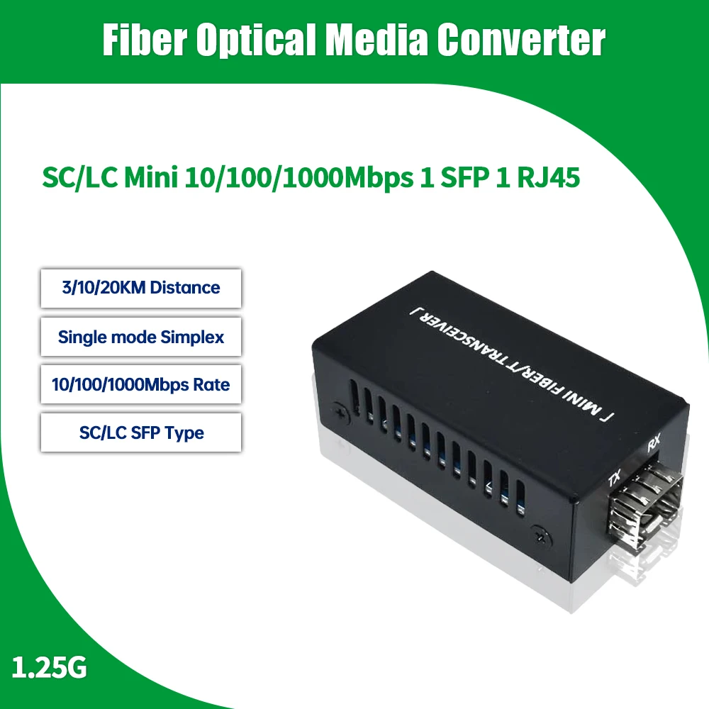 

Gigabit Mini SFP Fiber media converter 1 port sfp to 1 rj45 100/1000Mbps with SFP Module Compatible CISCO/Mikrotik/HUAWEI