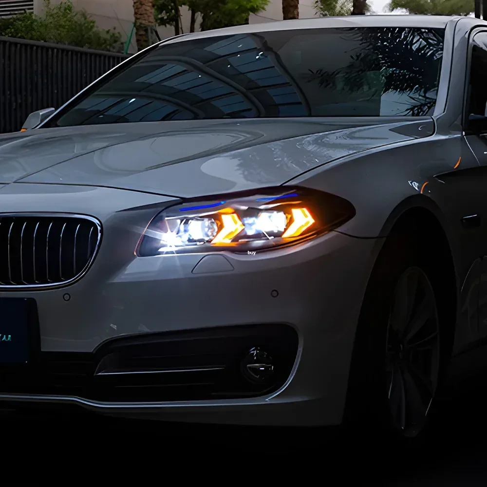 

Для BMW F10 525i 530i 535li 5 серии 2011-2017 автоматические фары в сборе, обновление светодиодных линз проектора в стиле BMW G60, аксессуары