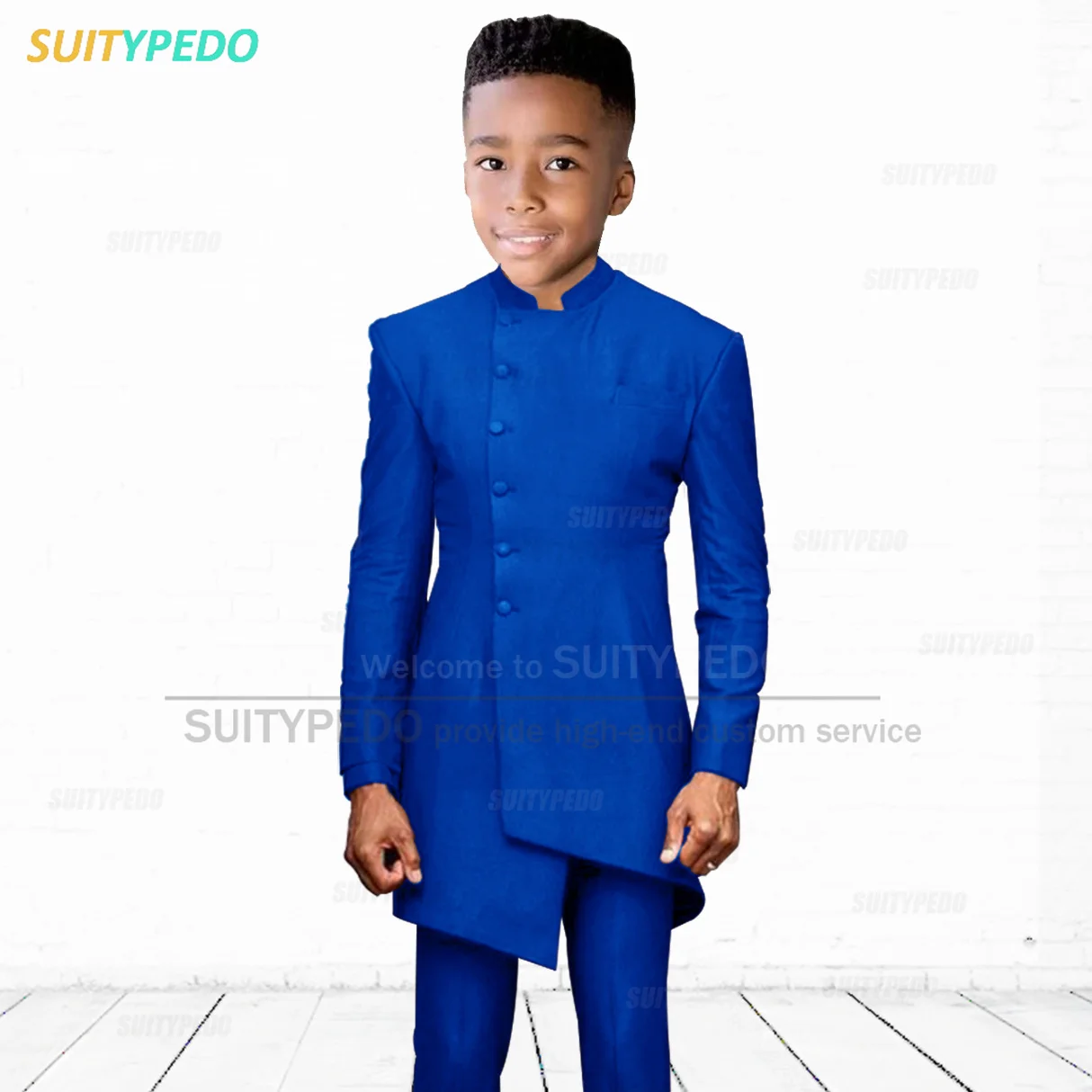 2023 New Long Blazer Suit Sets For Kids Evening Dinner Formal Outfits Teenager Birthday Party Fashion Tuxedo Pants Two Pieces