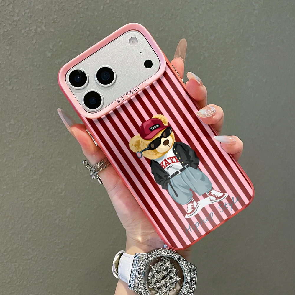 Für iPhone 17 15 16 14 Pro Max Hülle Plus Gestreiftes Cooles Bärenmuster Cover Für iPhone 13 11 12 ProMax XS XR XS 7 8 Plus 16E Hüllen – Detail 3