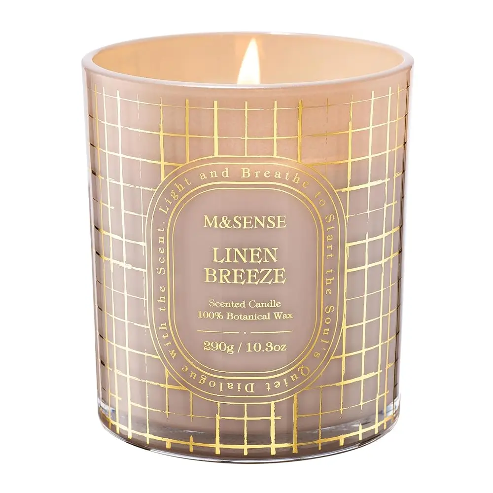 

Ароматическая свеча с ароматом свежего льна, натуральный соевый воск, чистое и длительное горение, очищающий воздух ароматизатор для дома, 55 часов продолжительного горения