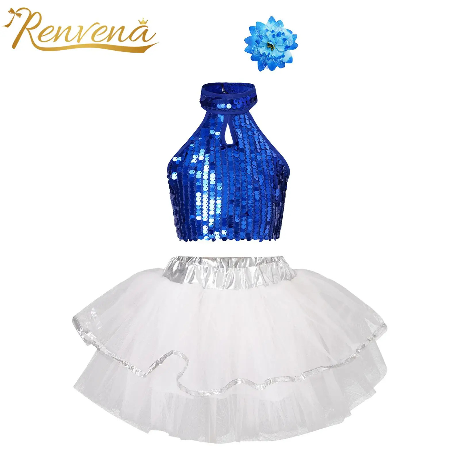 

Kids Girls Sequined Jazz Dancewear Costume Sets for Modern Contemporary Hiphop Dance Performing Clothes Children Ballet Outfits