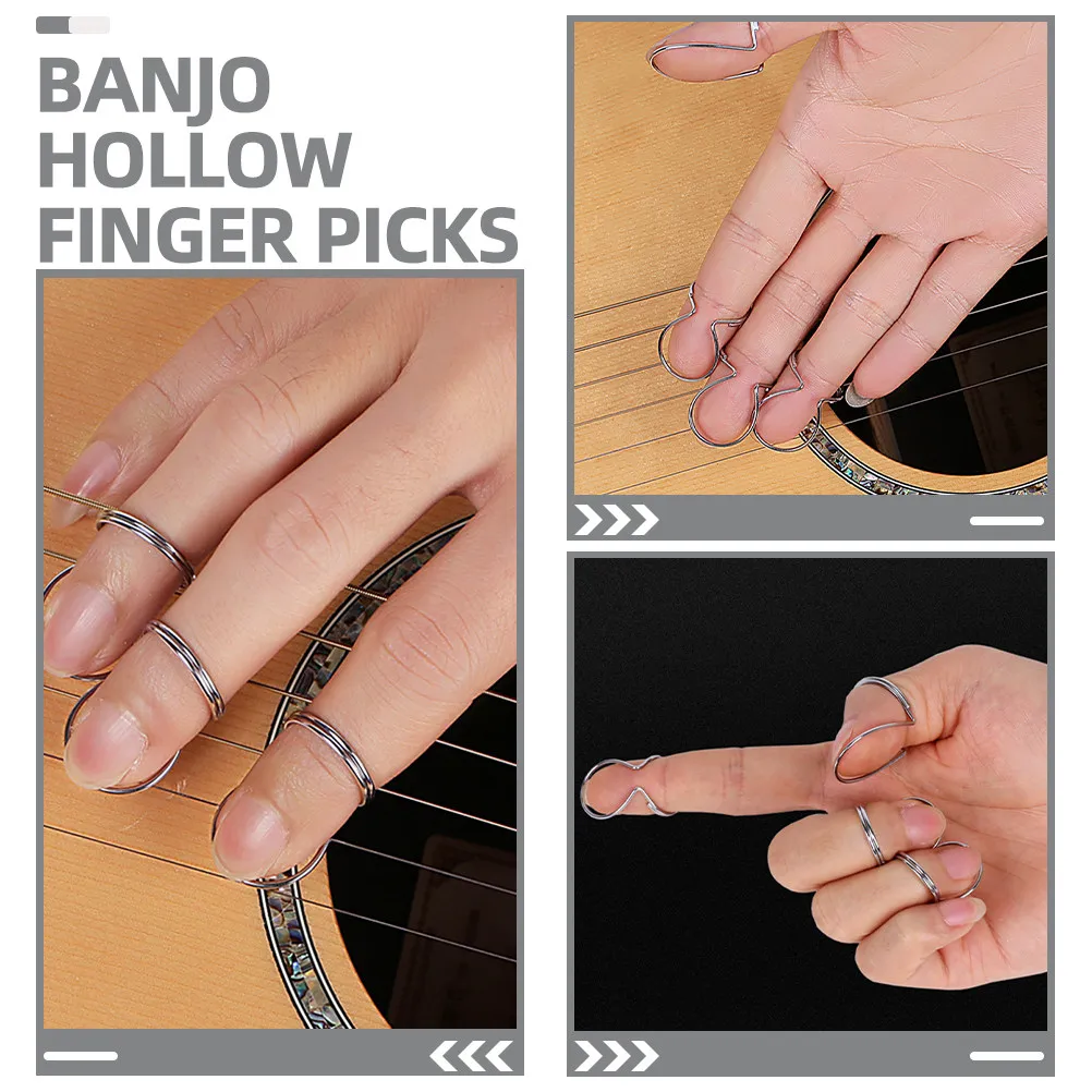

1Set Banjo Finger Picks Hollow Metal Thumb and Index Picks Ergonomic for Comfortable Long Playing Sessions