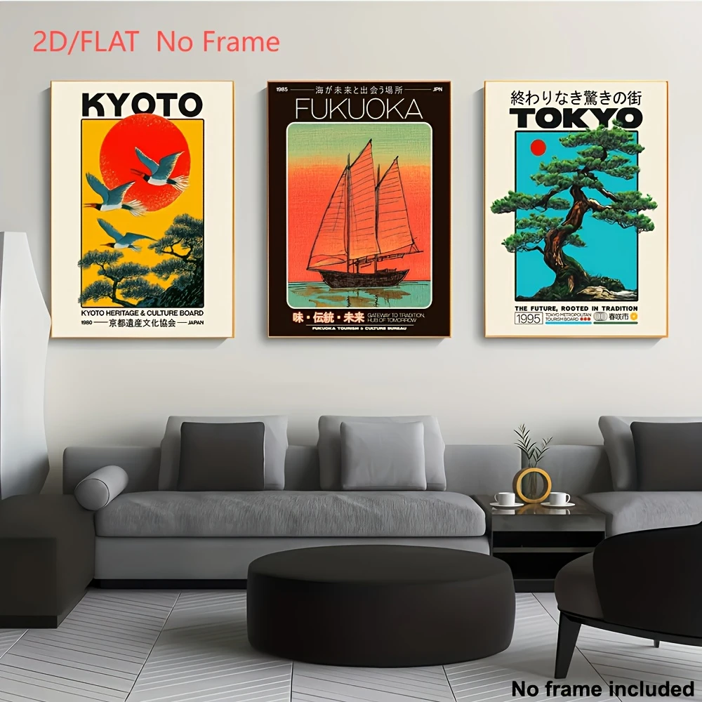 3 Buah/Set Poster Cetakan Kanv - Home Decor Japandi Style ulasan dan harga